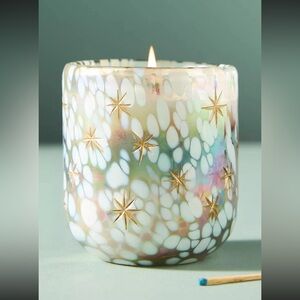 New Anthropologie Woody Winter Woods & Vanilla Gilded Glass Jar Candle Small